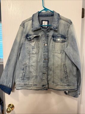 LC Lauren Conrad Light Blue Washed Denim Jacket